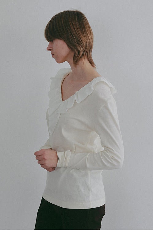 2WAY FRILL NECK CUT TOPS