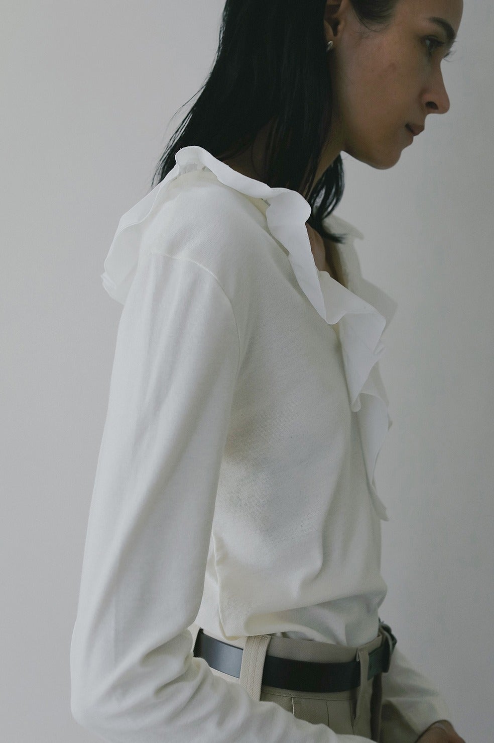 MANOF 2WAY FRILL NECK CUT TOPS ネイビー MANOF(マノフ)｜2WAY FRILL NECK CUT TOPS Tシャツ・カットソー/NAVY