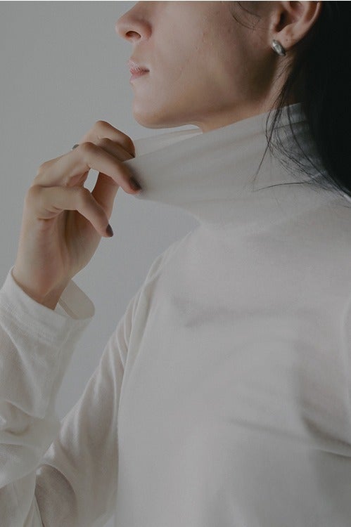 CASHMERE SILK SHEER TURTLE TOPS