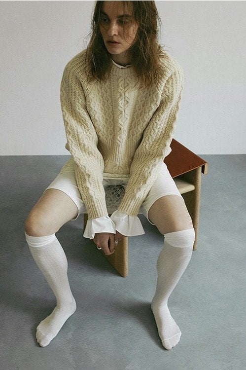 WAIST RIB CABLE KNIT