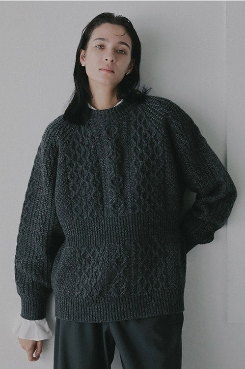 WAIST RIB CABLE KNIT