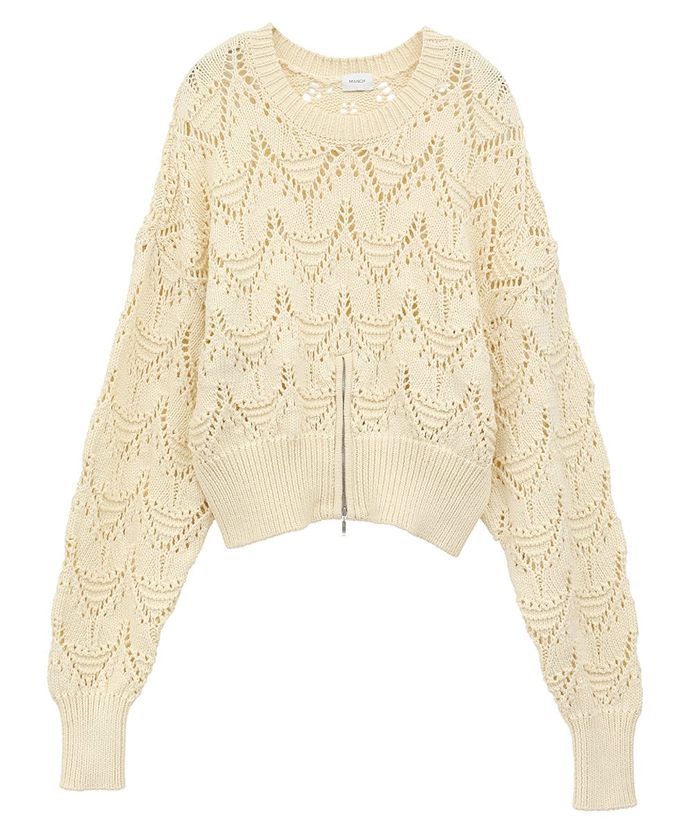 CROCHET ZIP KNIT TOPS｜TOPS(トップス)｜MANOF OFFICIAL ONLINE STORE