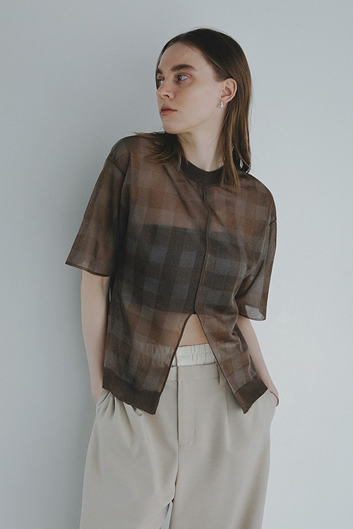 SHEER CHECK KNIT TOPS