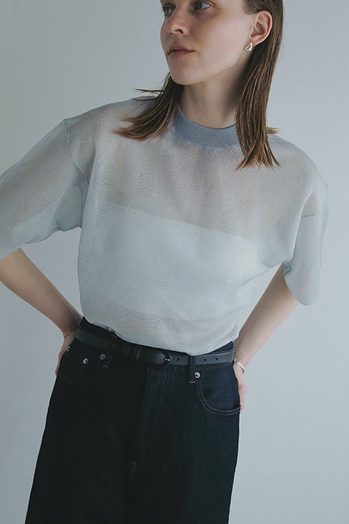 SHEER CHECK KNIT TOPS