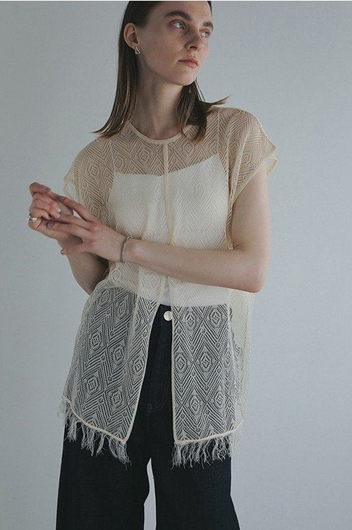 SHEER CROCHET KNIT TOPS