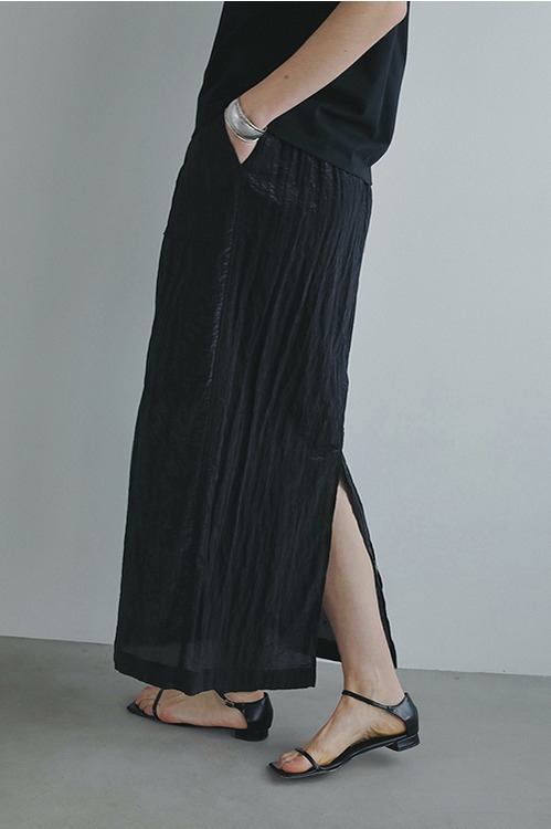 SHEER STRAIGHT GATHER SKIRT