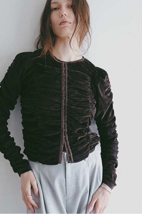 SHIRRING TULLE FLOCKED TOPS