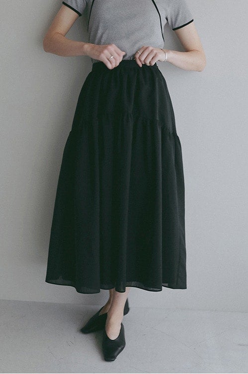 SHEER GATHERED FLARE SKIRT