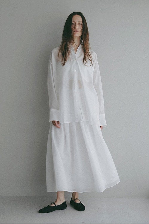 SHEER GATHERED FLARE SKIRT