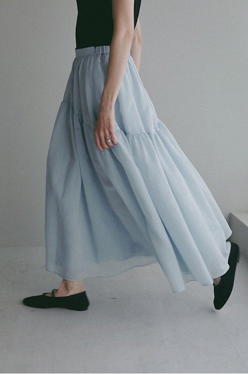 SHEER GATHERED FLARE SKIRT