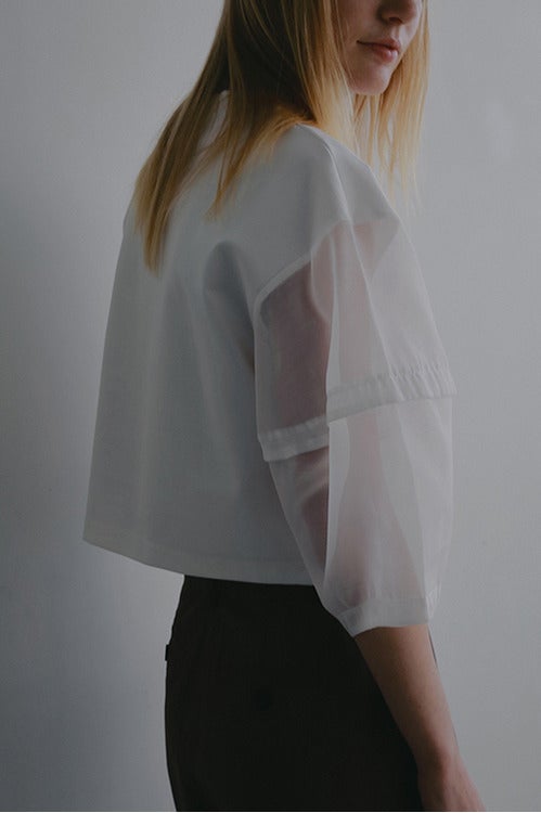 SHEER SLEEVES CUT TOPS