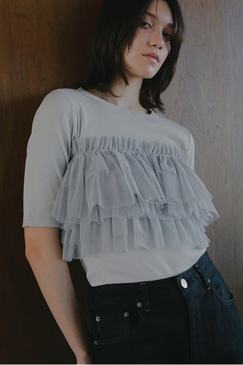 TULLE FRILL CUT TOPS