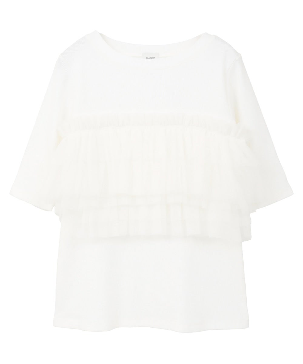 即完【MANOF】2Way Frill Neck Cut Tops TULLE FRILL CUT TOPS｜TOPS(トップス)｜MANOF OFFICIAL ONLINE STORE