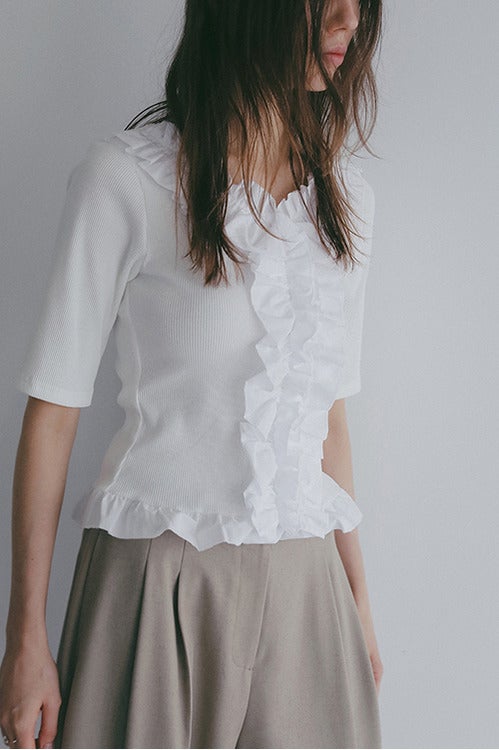 FRILL NECK RIB TOPS