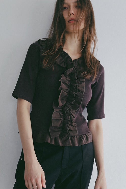 FRILL NECK RIB TOPS
