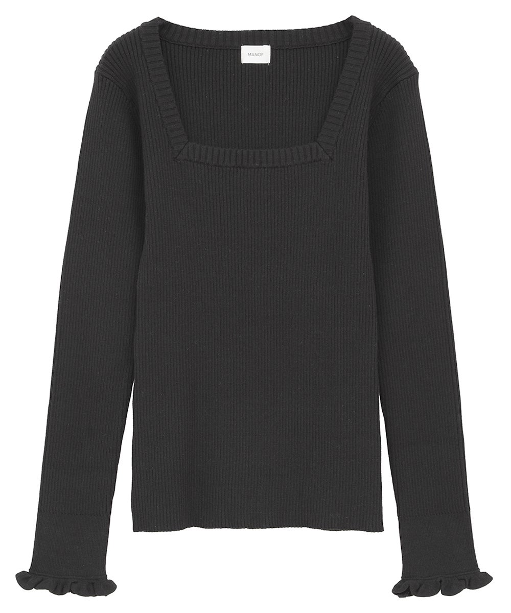 トップス MANOF HOLE KNIT TOPS BLACK SQUARE RIB KNIT TOPS｜TOPS(トップス)｜MANOF OFFICIAL ONLINE STORE