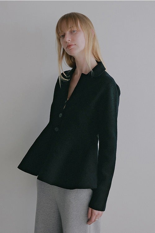 VOLUME PEPLUM KNIT CARDIGAN