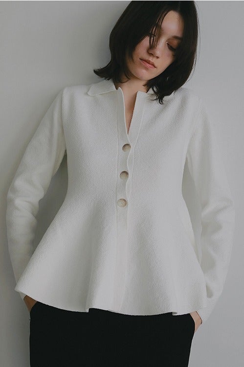 VOLUME PEPLUM KNIT CARDIGAN