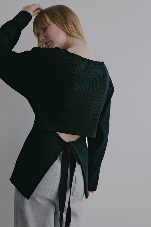 BACK OPEN RIB KNIT