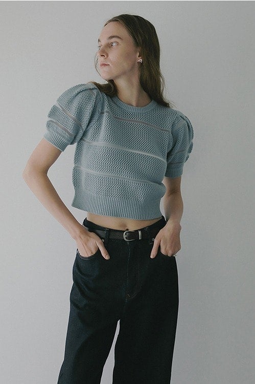 OPENWORK KNIT SHORT TOPS