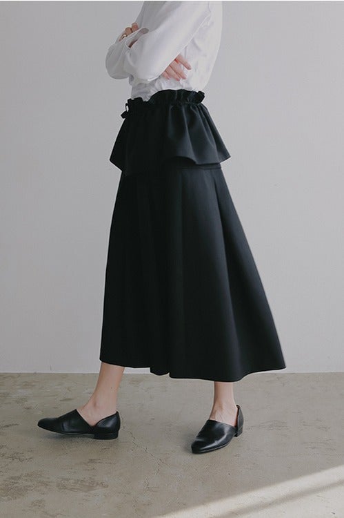 RUFFLE BELT FLARE SKIRT