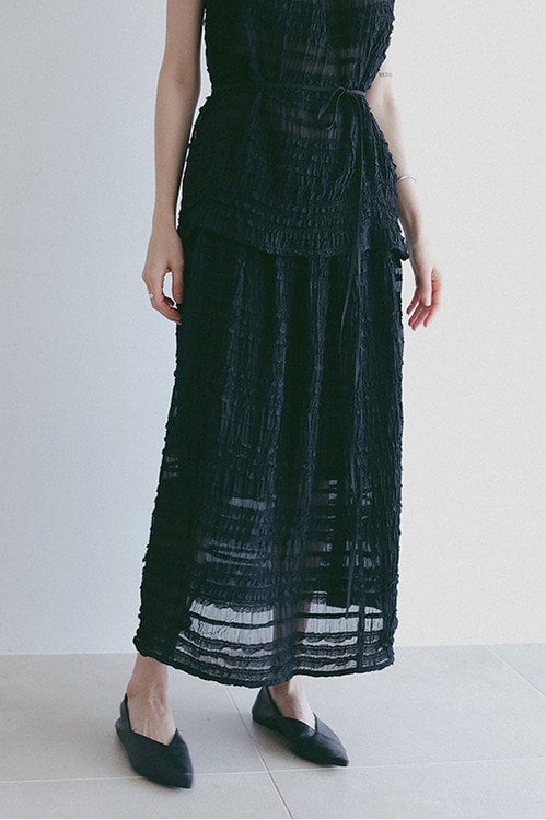 SHIRRING MIDI SKIRT