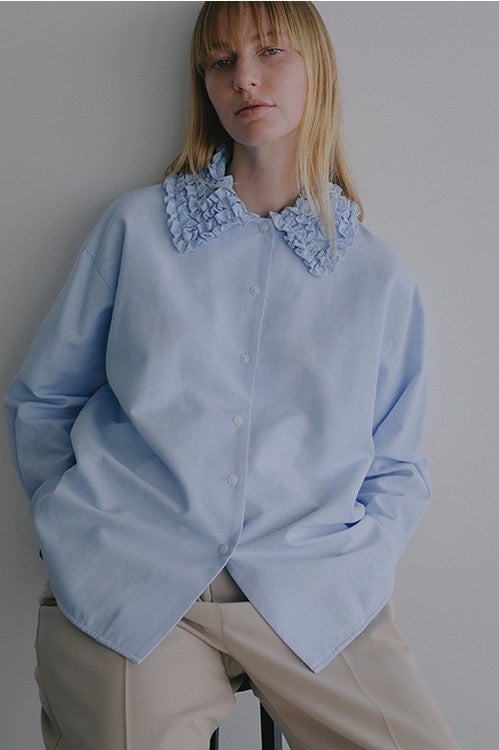 FRILL COLLAR OXFORD SHIRT