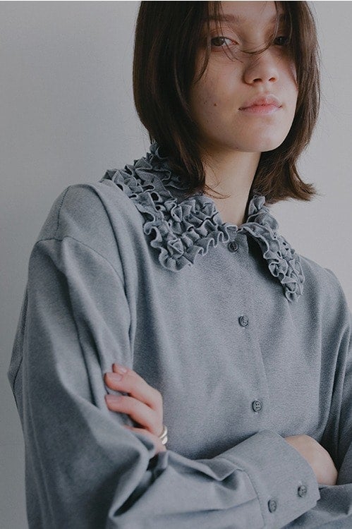 FRILL COLLAR OXFORD SHIRT