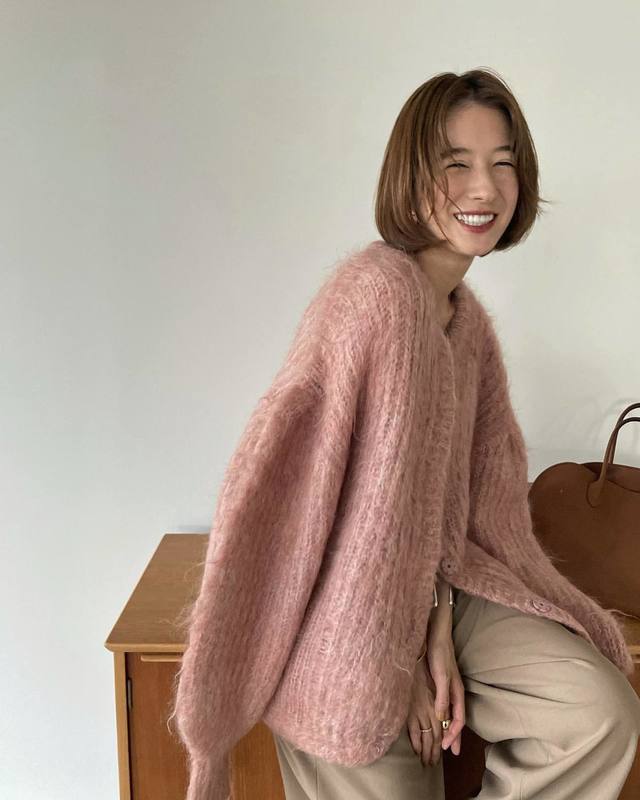 ニット/セーターCLANE COLOR MOHAIR SHAGGY カーディガン セーター