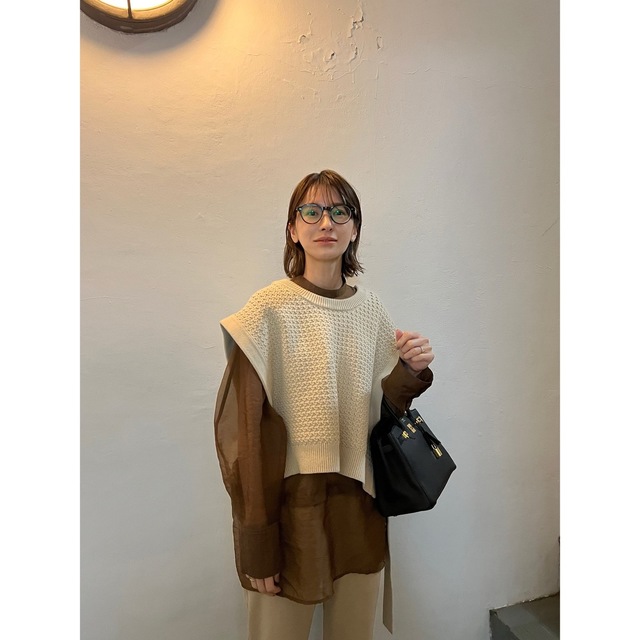 クーポン利用で1000円OFF clane ベスト W FACE SIDE RIBBON KNIT VEST