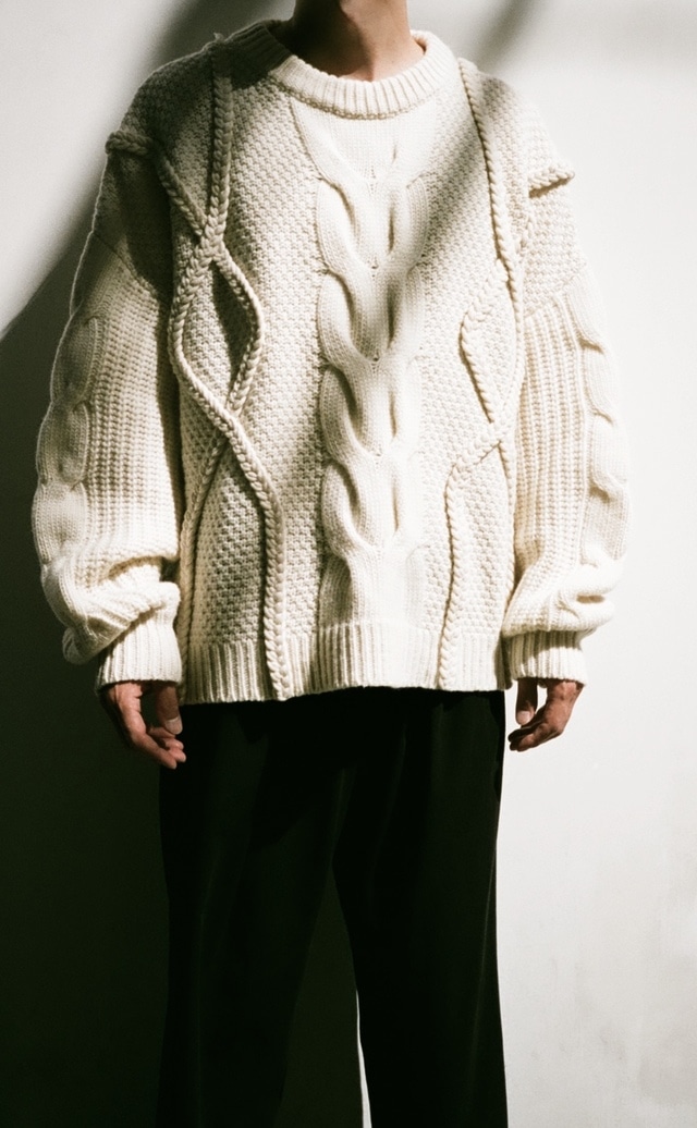 39sCLANE HOMME 18aw 3Dニット カーキ